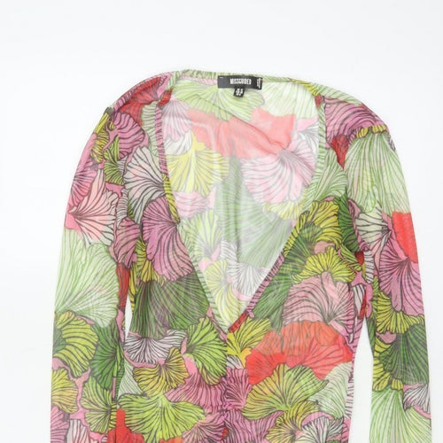 Missguided Women Multicoloured Floral Mesh Wrap Dress UK 12