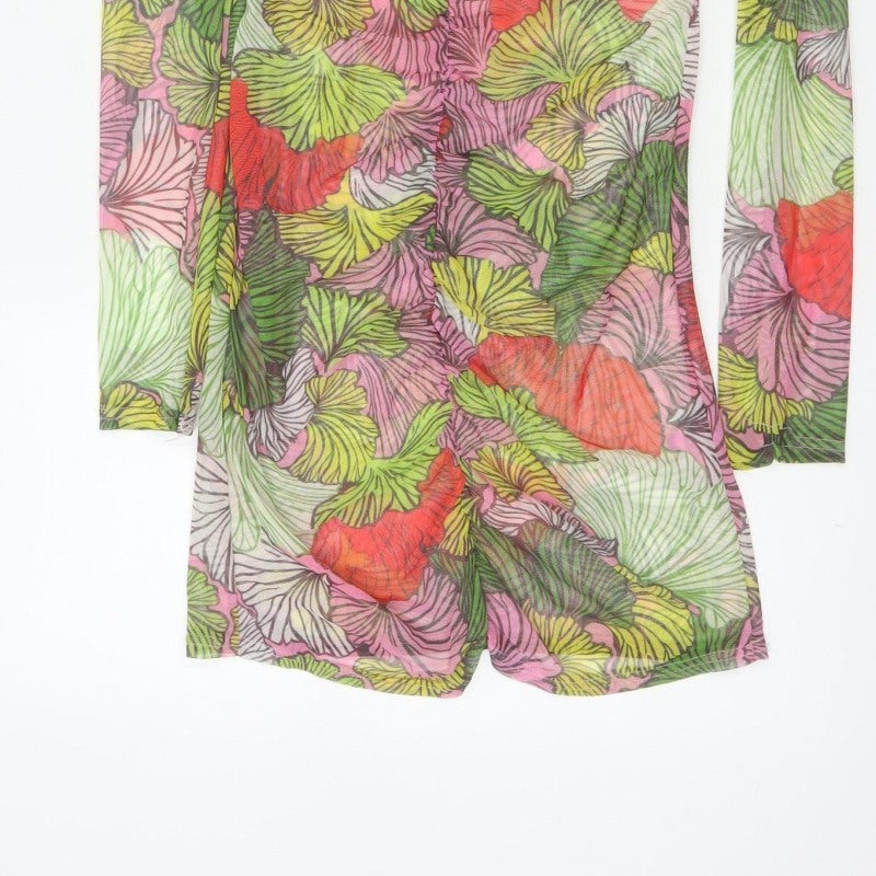 Missguided Women Multicoloured Floral Mesh Wrap Dress UK 12