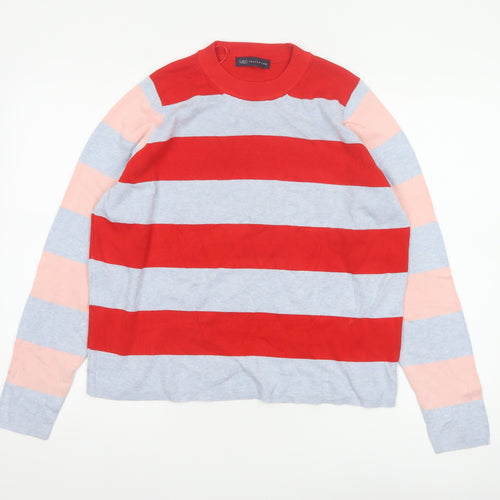 Marks and Spencer Women Red Grey Pink Striped Pullover Jumper UK 18