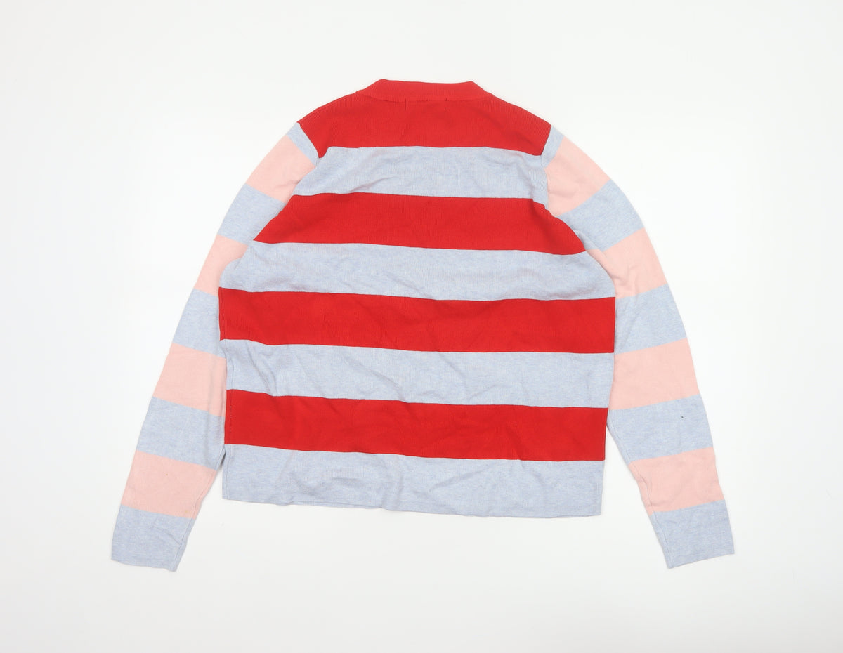 Marks and Spencer Women Red Grey Pink Striped Pullover Jumper UK 18