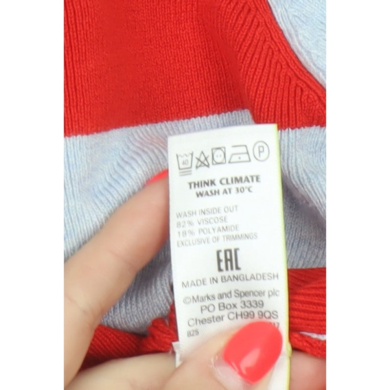 Marks and Spencer Women Red Grey Pink Striped Pullover Jumper UK 18