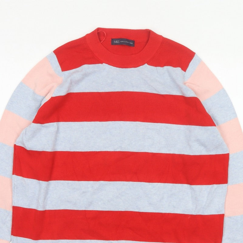 Marks and Spencer Women Red Grey Pink Striped Pullover Jumper UK 18
