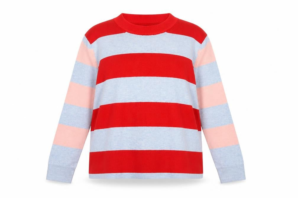 Marks and Spencer Women Red Grey Pink Striped Pullover Jumper UK 18