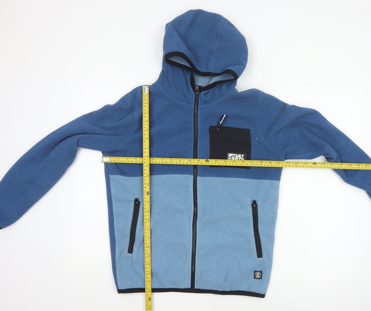 Saltrock Boys Blue 13 Years Full Zip Hooded Fleece Hoodie Colourblock