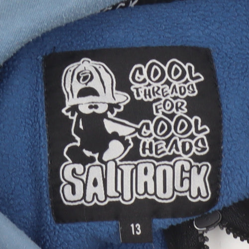 Saltrock Boys Blue 13 Years Full Zip Hooded Fleece Hoodie Colourblock