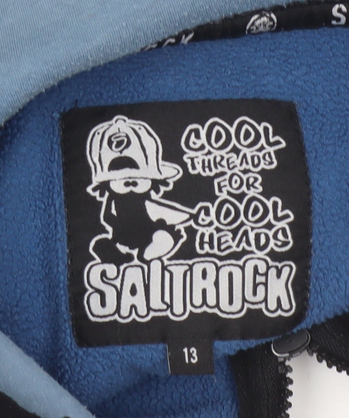 Saltrock Boys Blue 13 Years Full Zip Hooded Fleece Hoodie Colourblock
