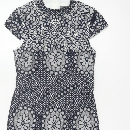 Phase Eight Women Blue UK 10 Floral Lace Pencil Knee Dress