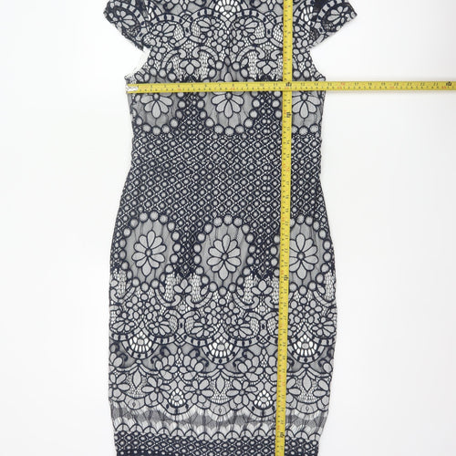 Phase Eight Women Blue UK 10 Floral Lace Pencil Knee Dress