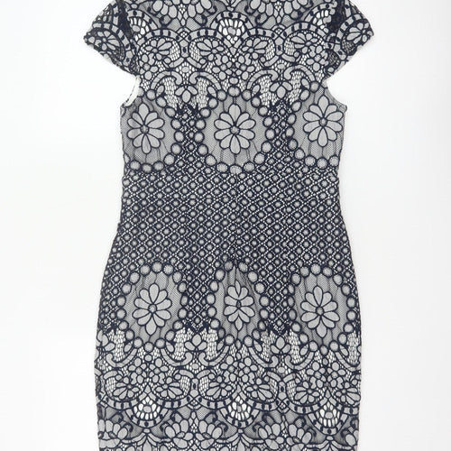 Phase Eight Women Blue UK 10 Floral Lace Pencil Knee Dress