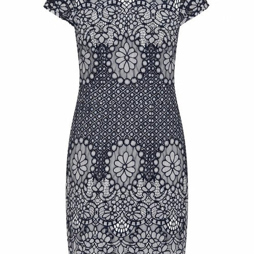 Phase Eight Women Blue UK 10 Floral Lace Pencil Knee Dress