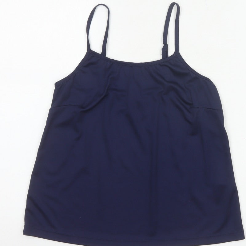 M&Co Women Blue Size 10 Petite Camisole Adjustable Strap Tank Top