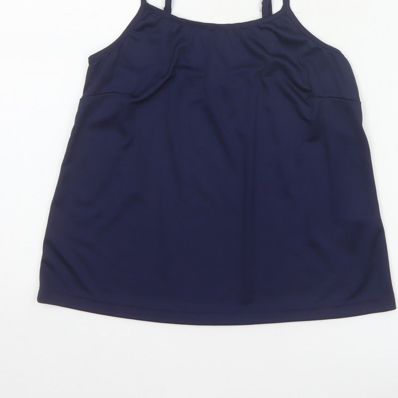 M&Co Women Blue Size 10 Petite Camisole Adjustable Strap Tank Top