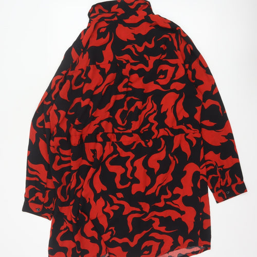 Yours Women Red Black Abstract Print UK 18 Belted Shirt Dress