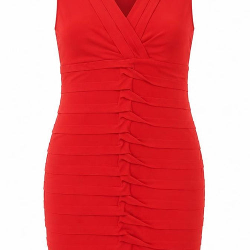 Roman Women Red UK 20 Bodycon Ruffle V-Neck Knee Length Party Dress