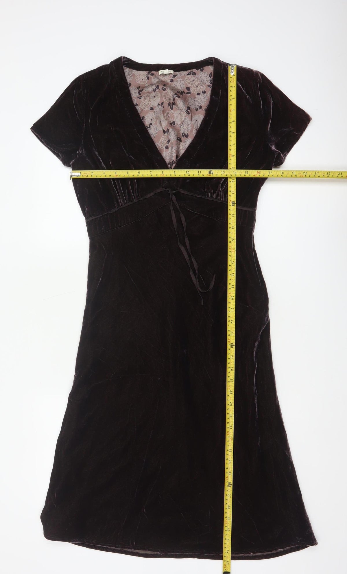 Hartford Women Purple XS A-Line Silk Blend Velvet V-Neck Dress