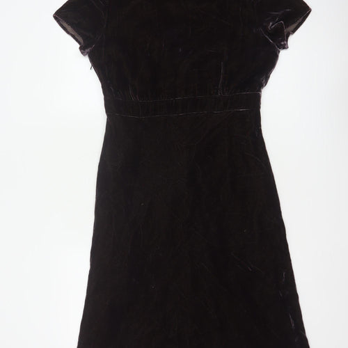Hartford Women Purple XS A-Line Silk Blend Velvet V-Neck Dress