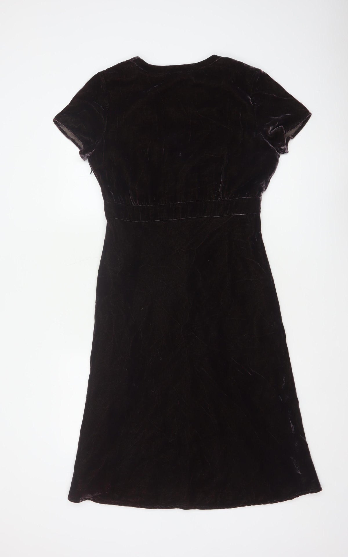 Hartford Women Purple XS A-Line Silk Blend Velvet V-Neck Dress