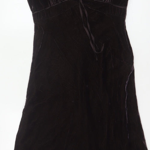 Hartford Women Purple XS A-Line Silk Blend Velvet V-Neck Dress
