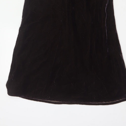 Hartford Women Purple XS A-Line Silk Blend Velvet V-Neck Dress
