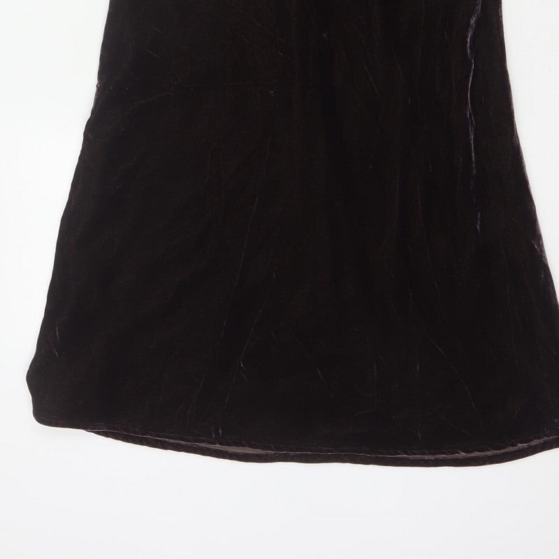 Hartford Women Purple XS A-Line Silk Blend Velvet V-Neck Dress