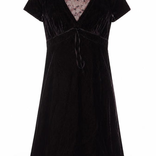 Hartford Women Purple XS A-Line Silk Blend Velvet V-Neck Dress