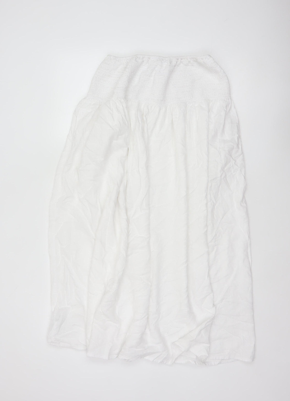Marks & Spencer Women White Size 16 Long Peasant Maxi Skirt Linen Blend