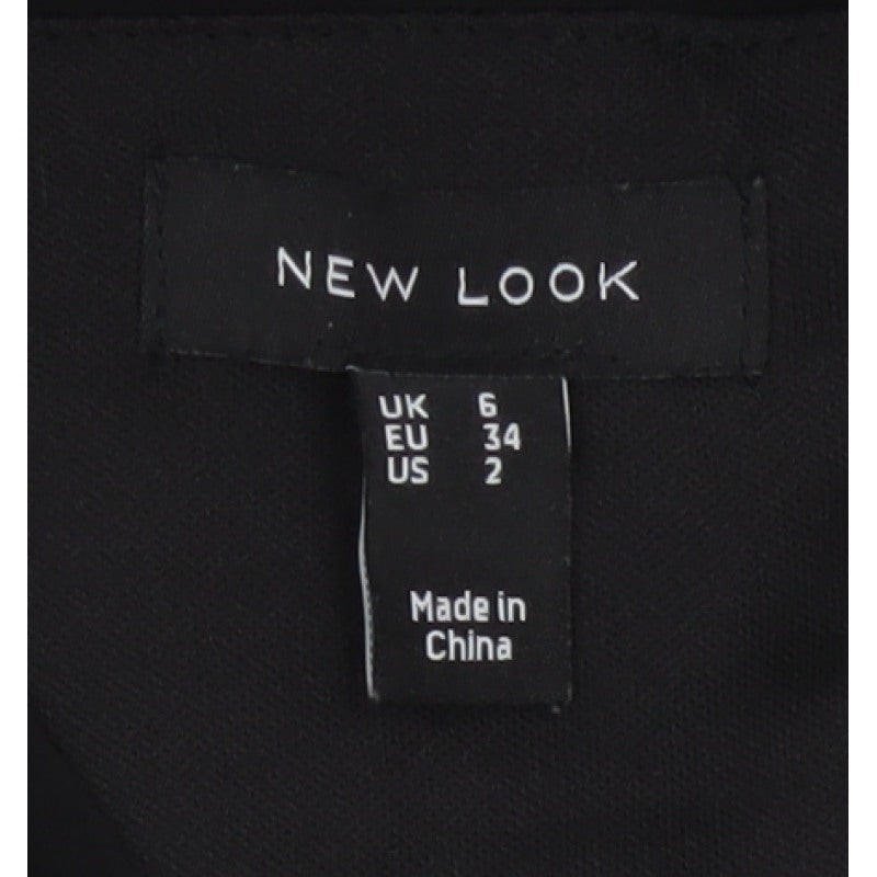 New Look Women Black UK 6 Long A-Line Pleated V-Neck Dress