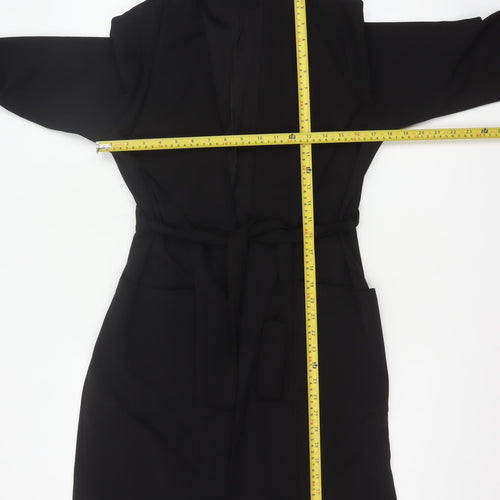 Boohoo Women’s Black UK 12 Long Belted Open Overcoat