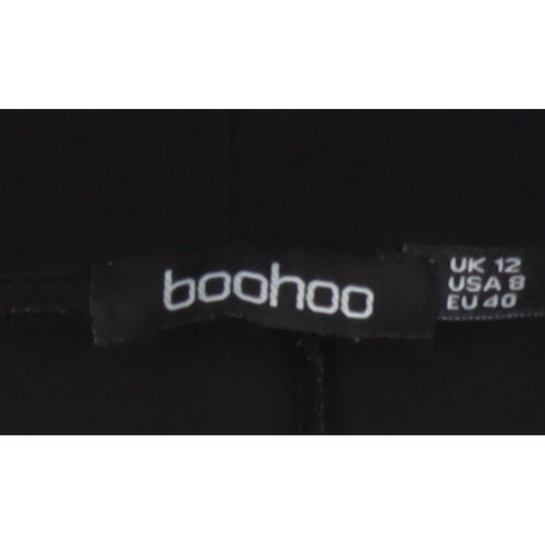 Boohoo Women’s Black UK 12 Long Belted Open Overcoat