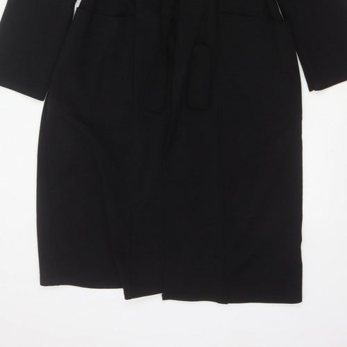 Boohoo Women’s Black UK 12 Long Belted Open Overcoat