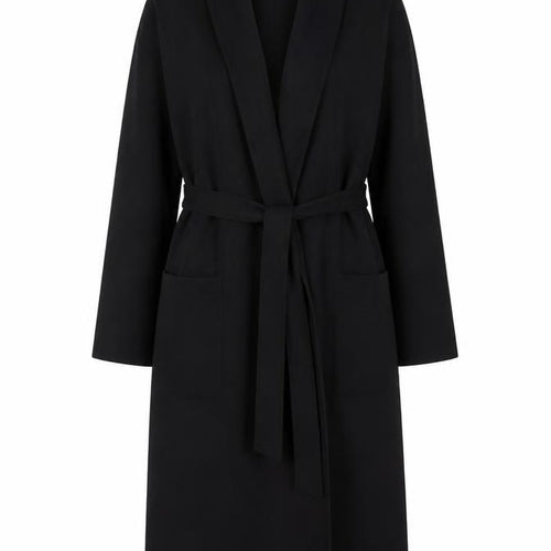 Boohoo Women’s Black UK 12 Long Belted Open Overcoat