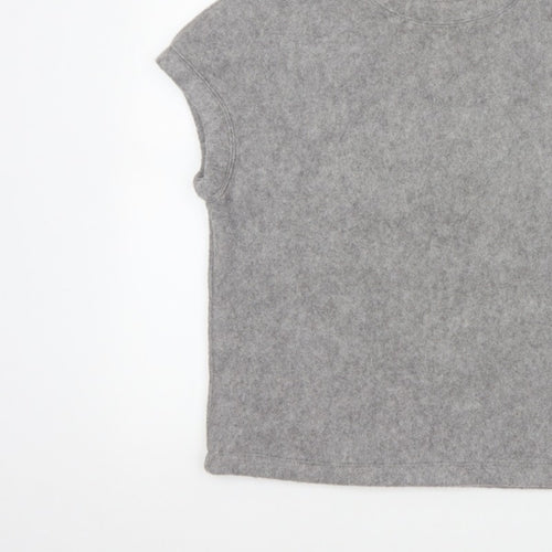 Zara Women Grey S Basic Knit Crew Neck Short Sleeve T-Shirt