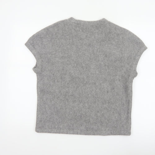 Zara Women Grey S Basic Knit Crew Neck Short Sleeve T-Shirt