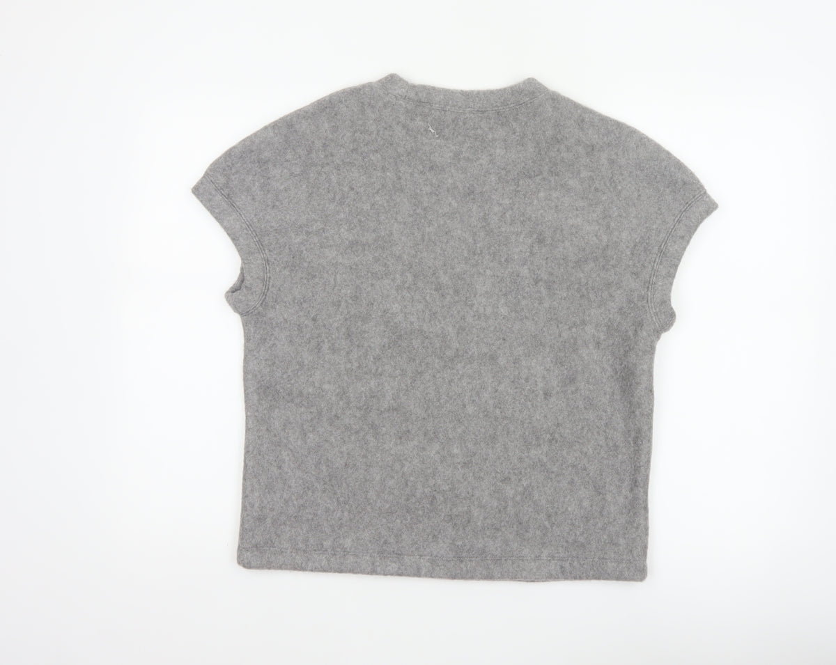 Zara Women Grey S Basic Knit Crew Neck Short Sleeve T-Shirt