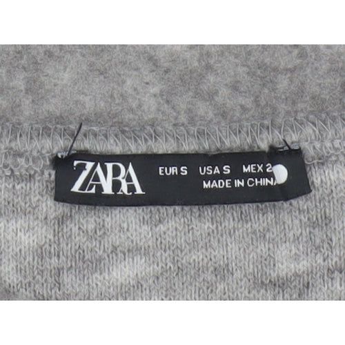 Zara Women Grey S Basic Knit Crew Neck Short Sleeve T-Shirt