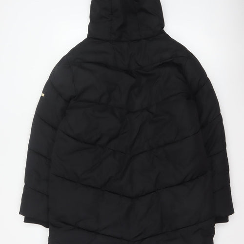 Next Girls Black 16 Years Long Hooded Puffer Coat Quilted Padded