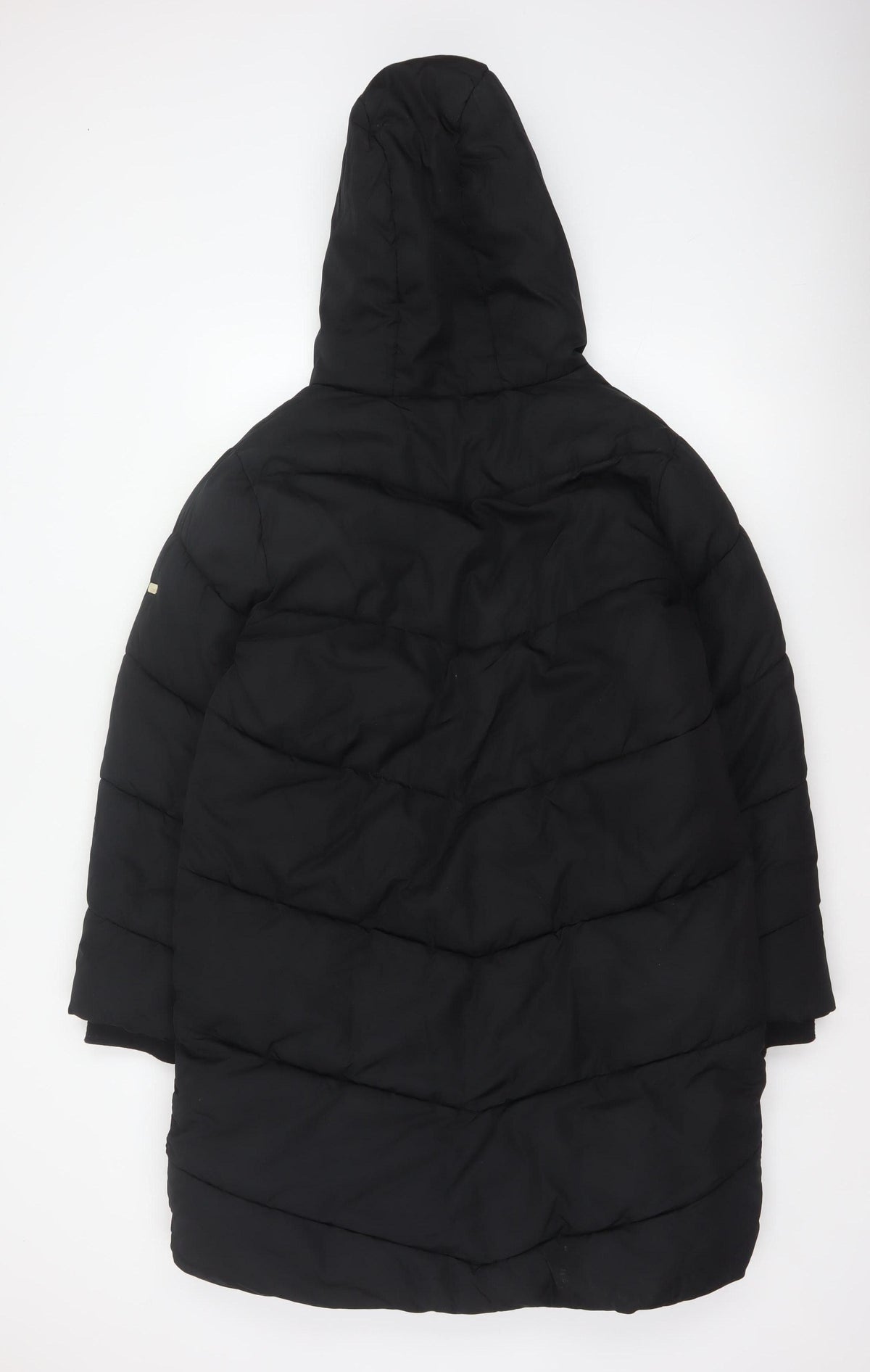 Next Girls Black 16 Years Long Hooded Puffer Coat Quilted Padded