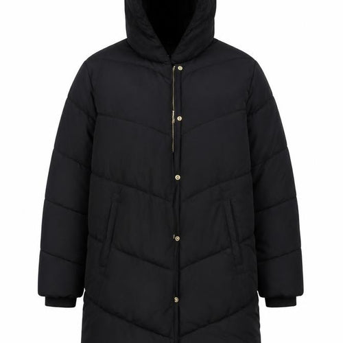 Next Girls Black 16 Years Long Hooded Puffer Coat Quilted Padded