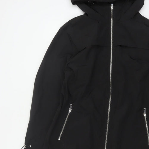 By Very Women's Black Size 12 Hooded Long Rain Coat Full Zip