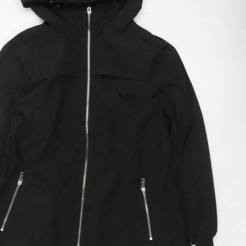 By Very Women's Black Size 12 Hooded Long Rain Coat Full Zip