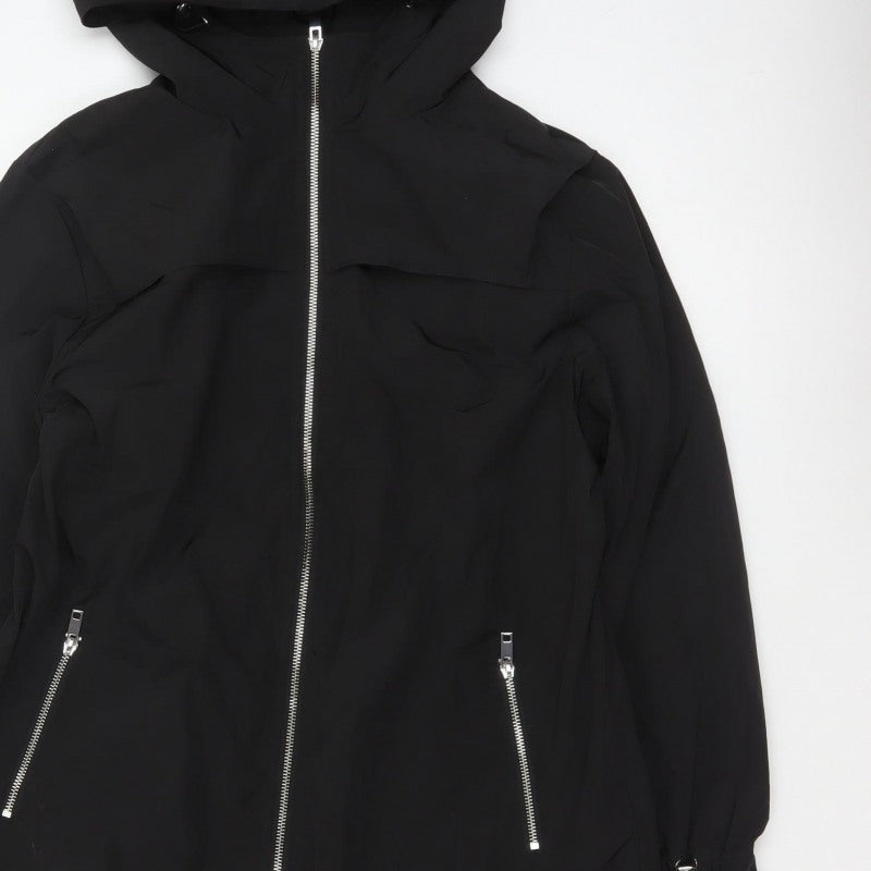 By Very Women's Black Size 12 Hooded Long Rain Coat Full Zip