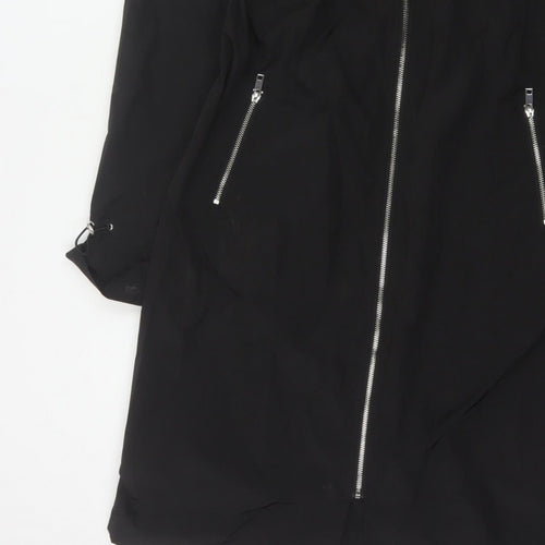By Very Women's Black Size 12 Hooded Long Rain Coat Full Zip