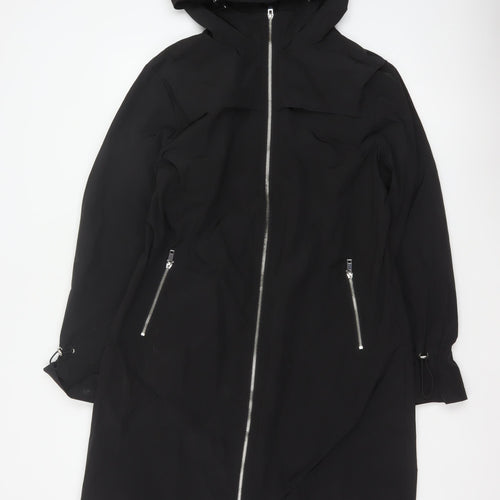 By Very Women's Black Size 12 Hooded Long Rain Coat Full Zip