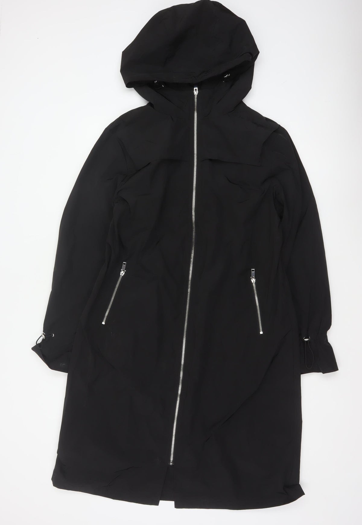 By Very Women's Black Size 12 Hooded Long Rain Coat Full Zip