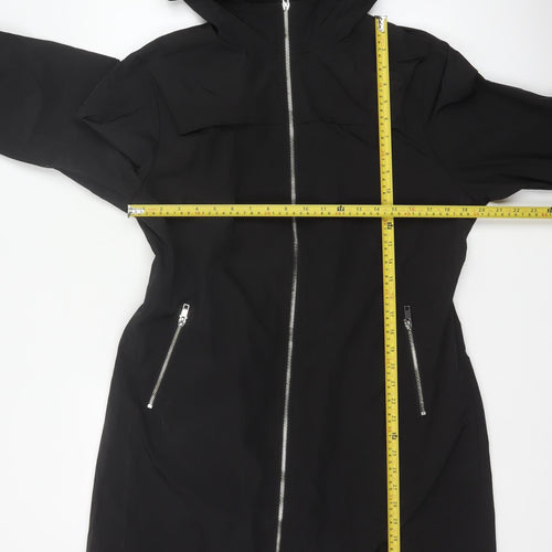 By Very Women's Black Size 12 Hooded Long Rain Coat Full Zip