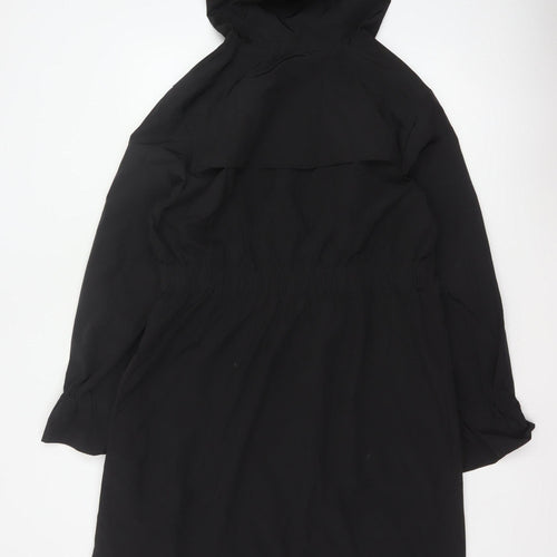 By Very Women's Black Size 12 Hooded Long Rain Coat Full Zip