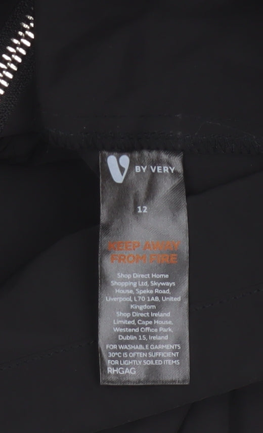 By Very Women's Black Size 12 Hooded Long Rain Coat Full Zip