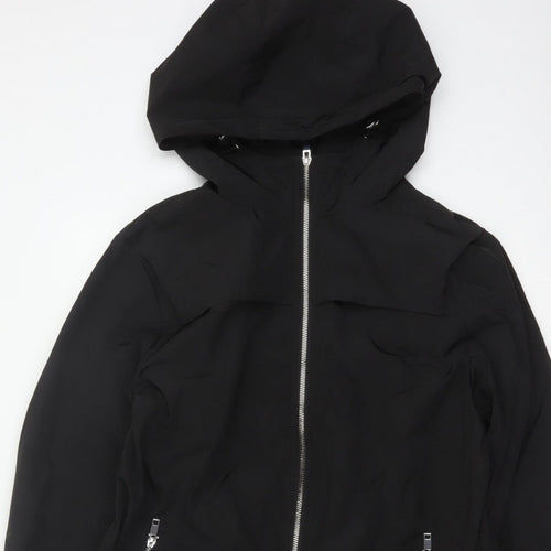 By Very Women's Black Size 12 Hooded Long Rain Coat Full Zip