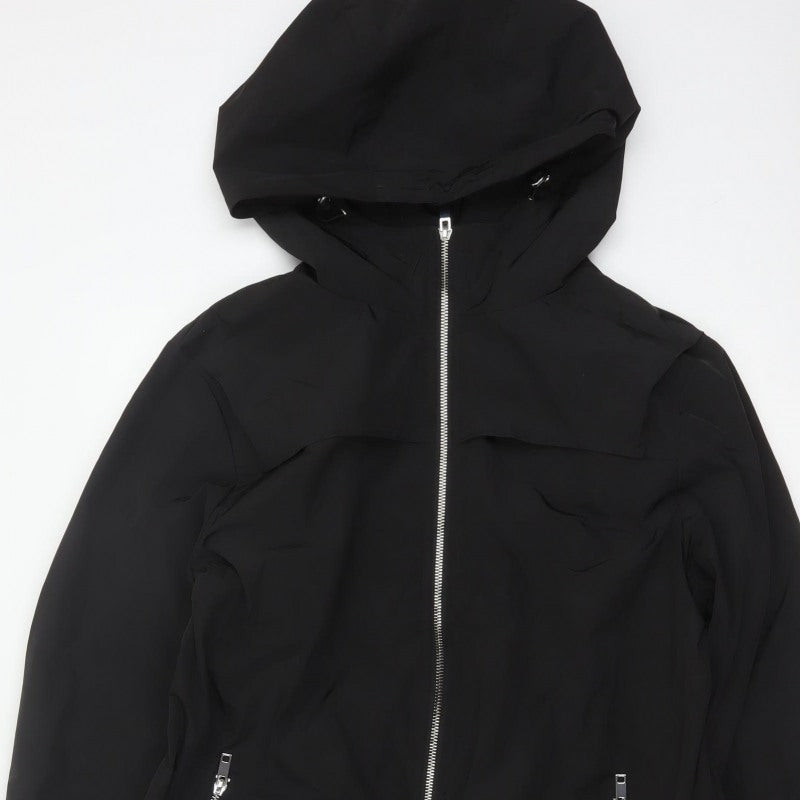By Very Women's Black Size 12 Hooded Long Rain Coat Full Zip