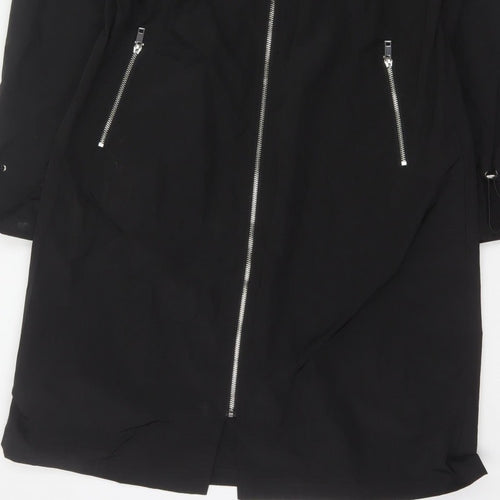 By Very Women's Black Size 12 Hooded Long Rain Coat Full Zip